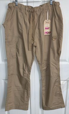 New Just Love Utility Scrub Pants Womens XL Tan Drawstring Belted Pockets